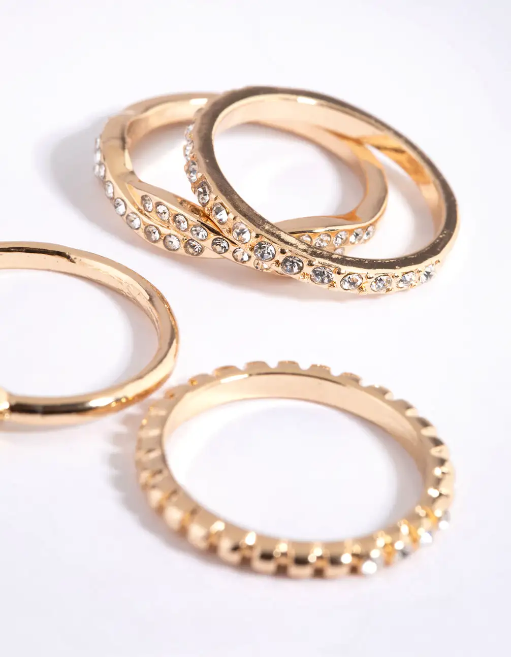 Gold Diamante Ring Stack Pack