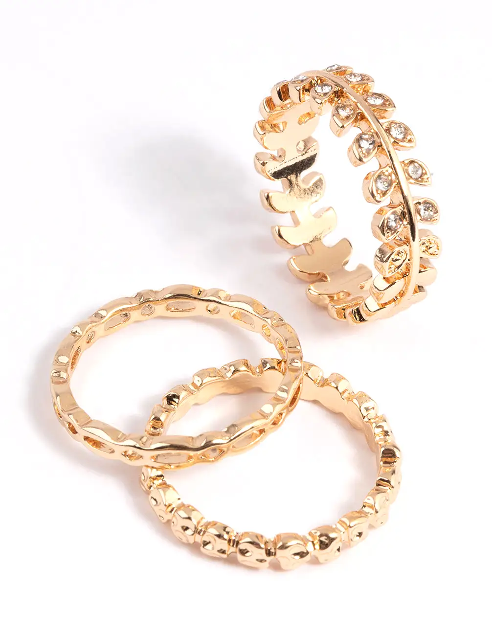 Gold Leaf & Chain Ring Stack Pack