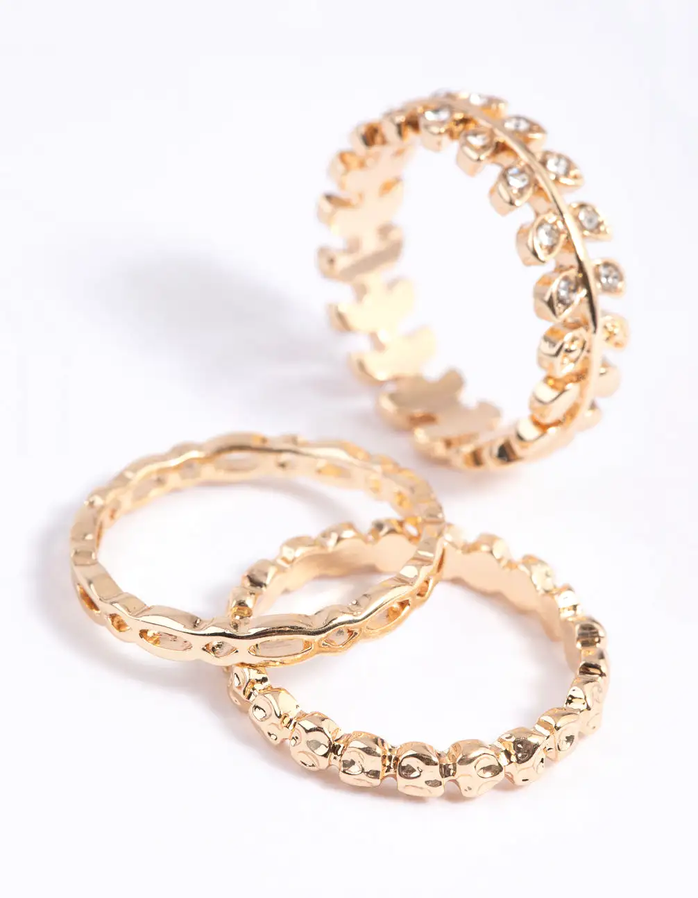 Gold Leaf & Chain Ring Stack Pack