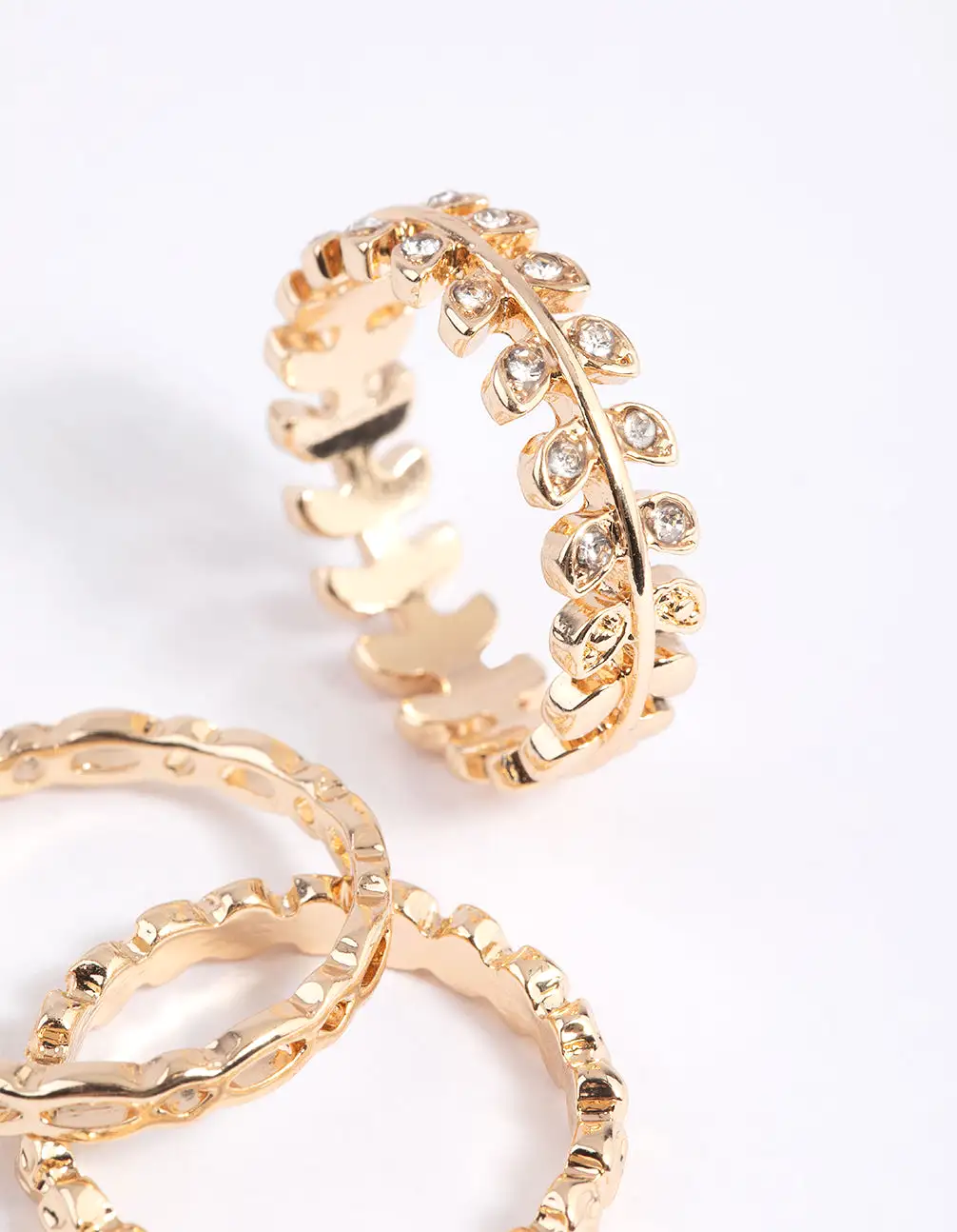 Gold Leaf & Chain Ring Stack Pack