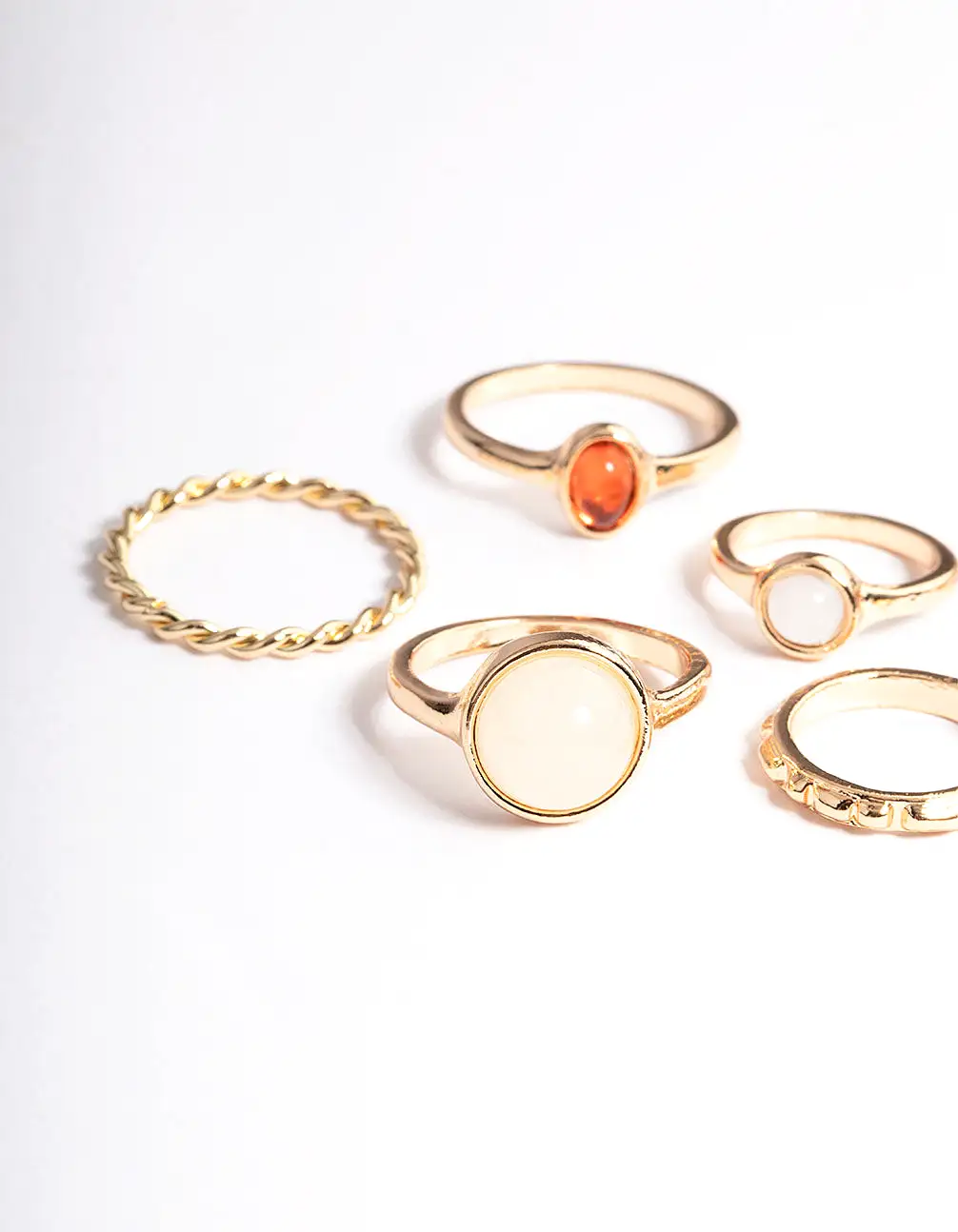 Gold Natural Stone Mixed Ring Pack