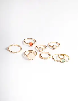 Gold Natural Stone Mixed Ring Pack