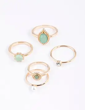 Gold Ornate Oval Ring 5-Pack