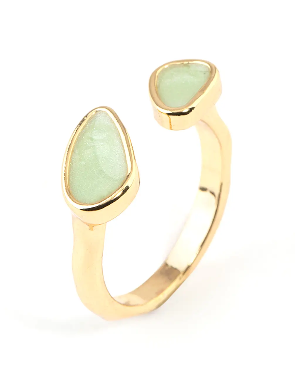 Gold Plated Double Stone Open Ring