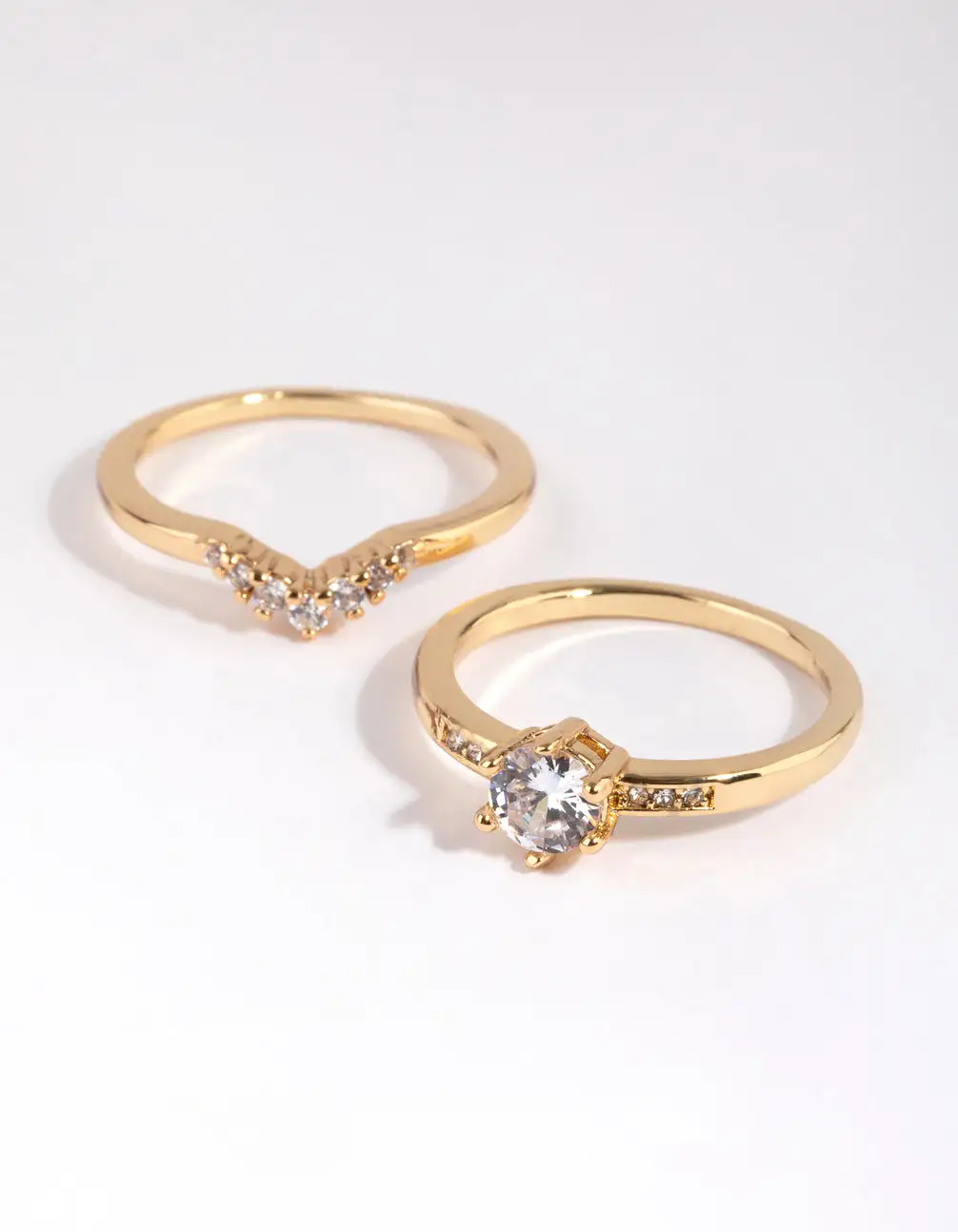 Gold Plated Engagement Style Ring Set with Cubic Zirconia