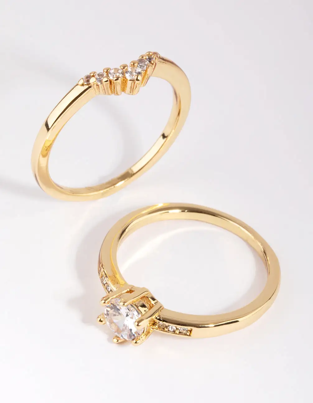 Gold Plated Engagement Style Ring Set with Cubic Zirconia