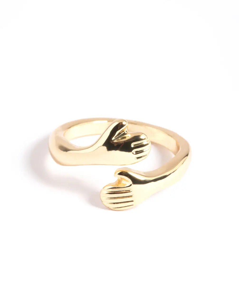 Gold Plated Hugging Hands Ring