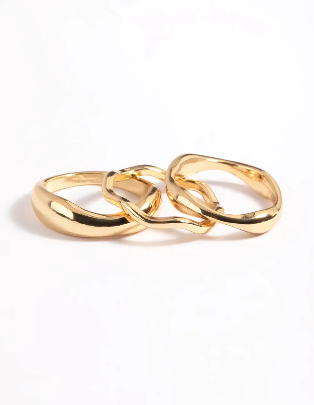 Gold Plated Molten Band Ring Pack