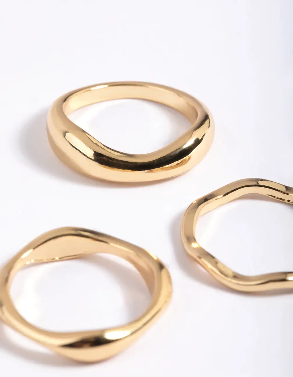 Gold Plated Molten Band Ring Pack