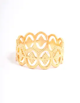 Gold Plated Stainless Steel Oval Boho Detailed Ring