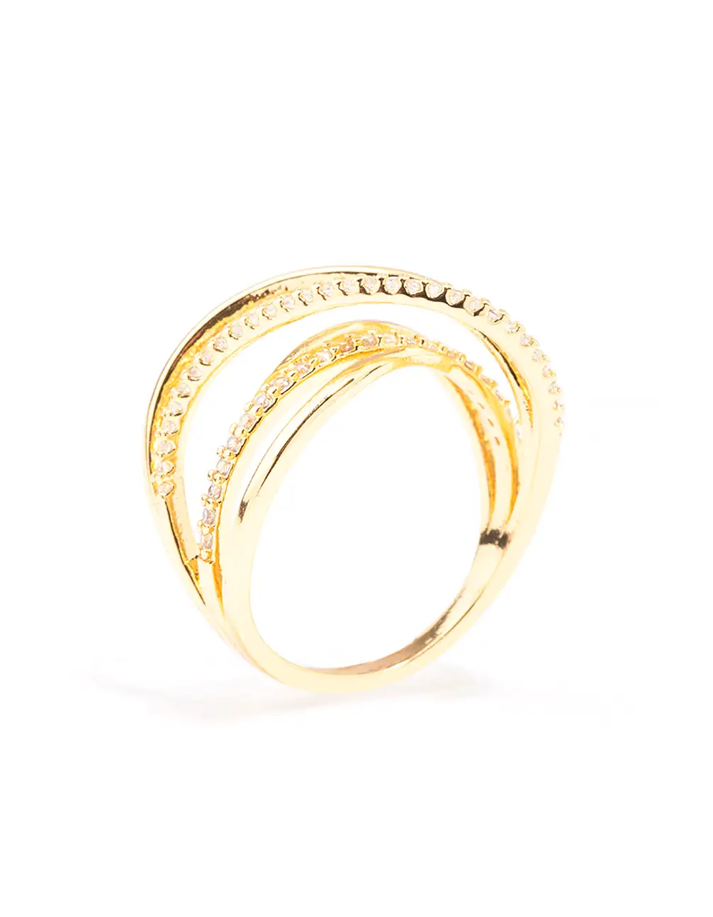 Gold Plated Thin Wrapped Cubic Zirconia Ring