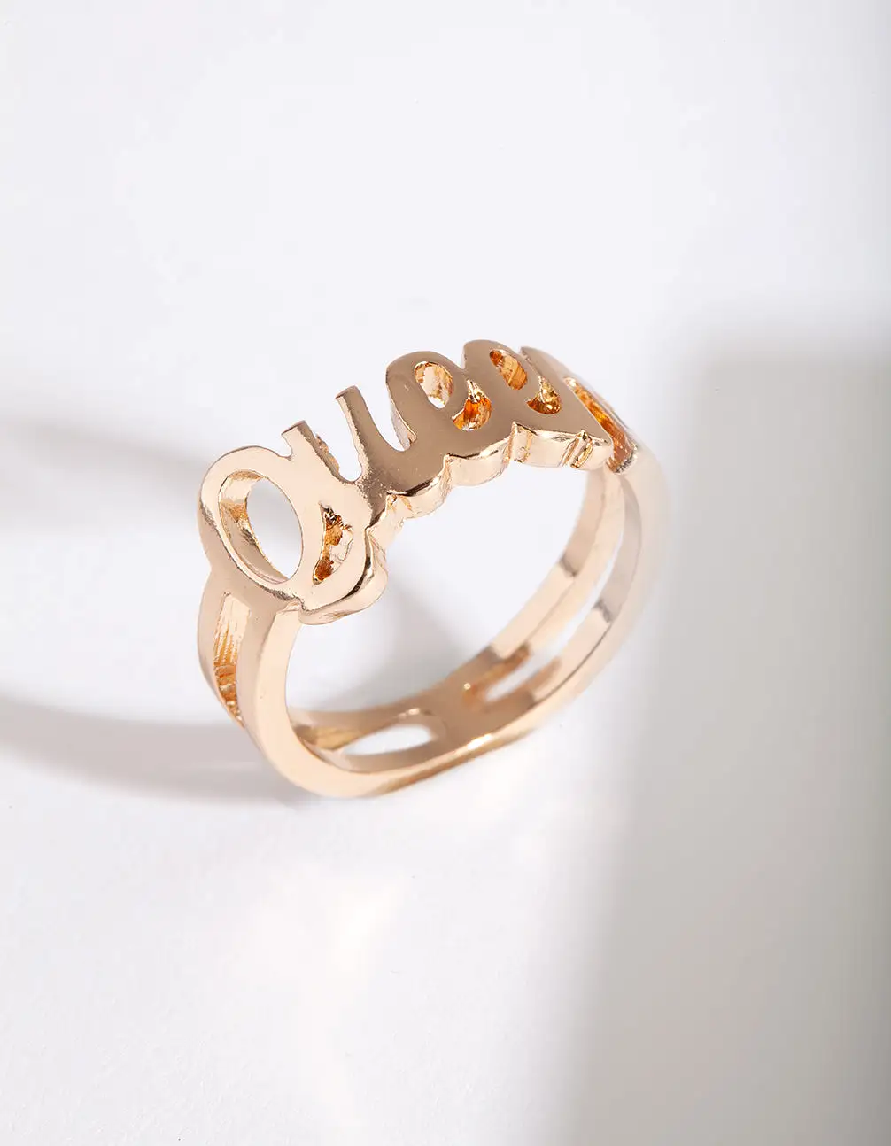 Gold Queen Script Ring