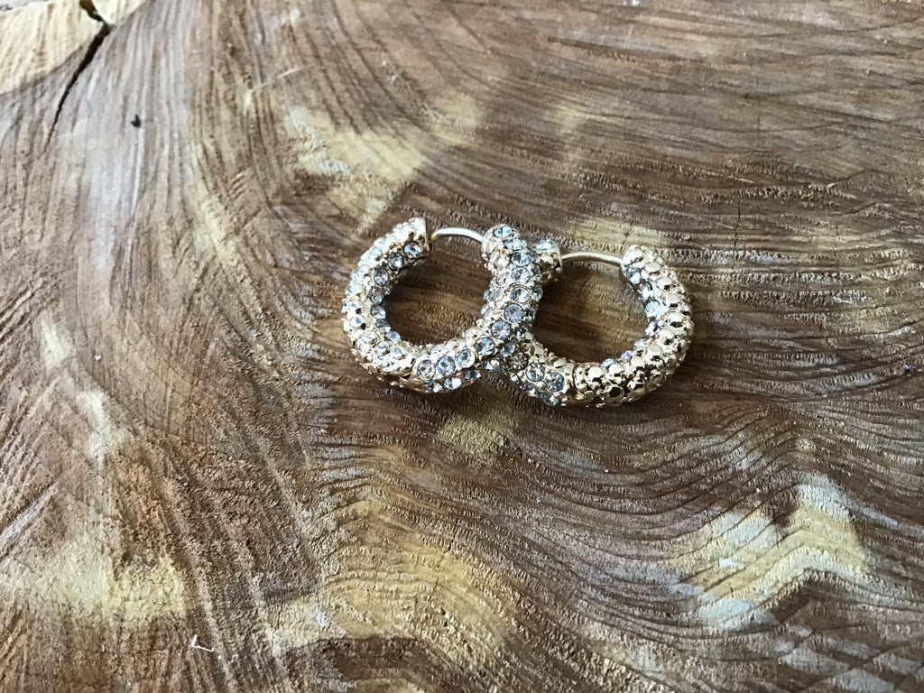 Gold Rhinestone Hoop Earrings