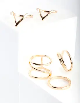 Gold Smooth Band Ring 5-Pack