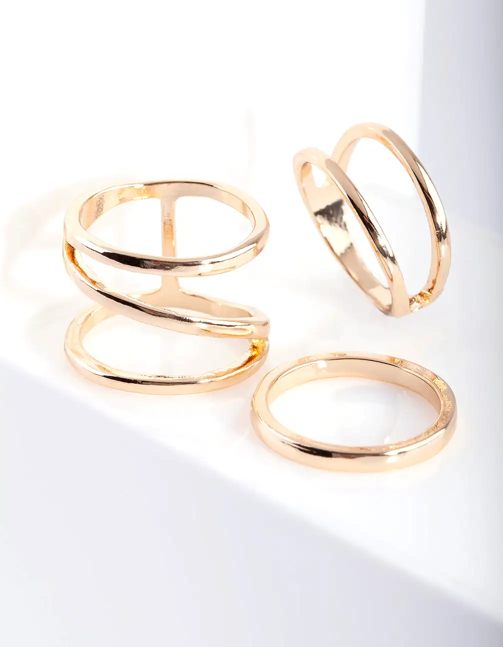 Gold Smooth Band Ring 5-Pack