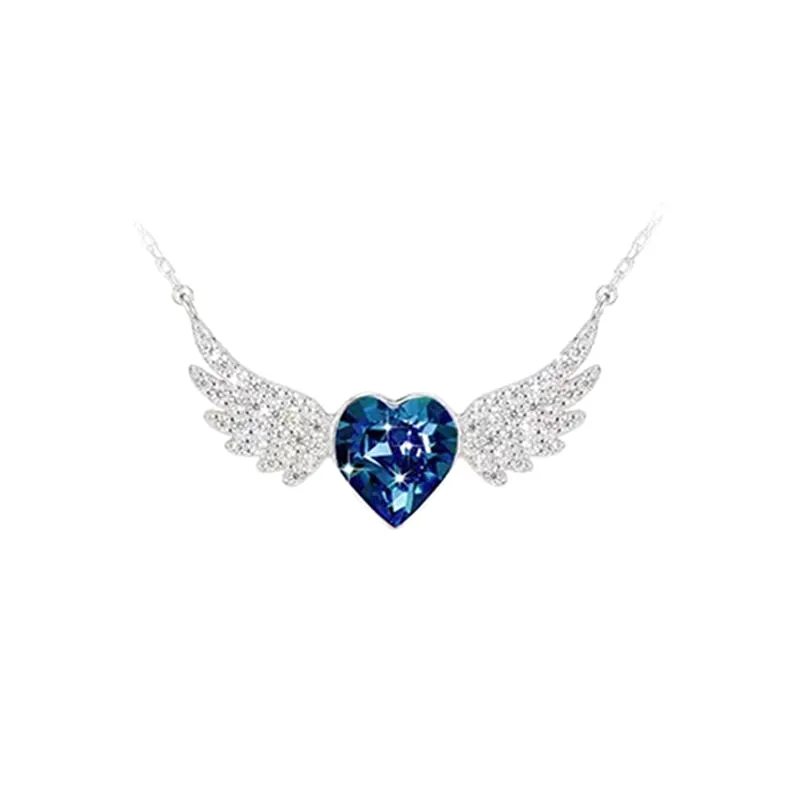 Guarding Angel Wings Hearts Necklace