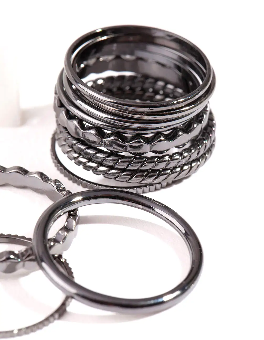 Gunmetal Fine Band Ring 16-Pack