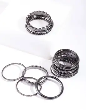 Gunmetal Fine Band Ring 16-Pack