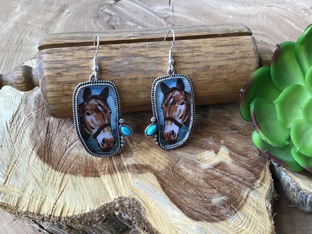 Haltered Horse Portrait Earrings