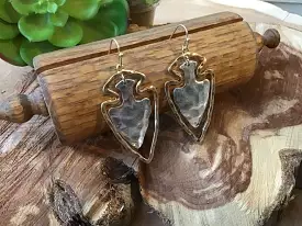 Hammered Arrowhead Mixed Metal Earrings