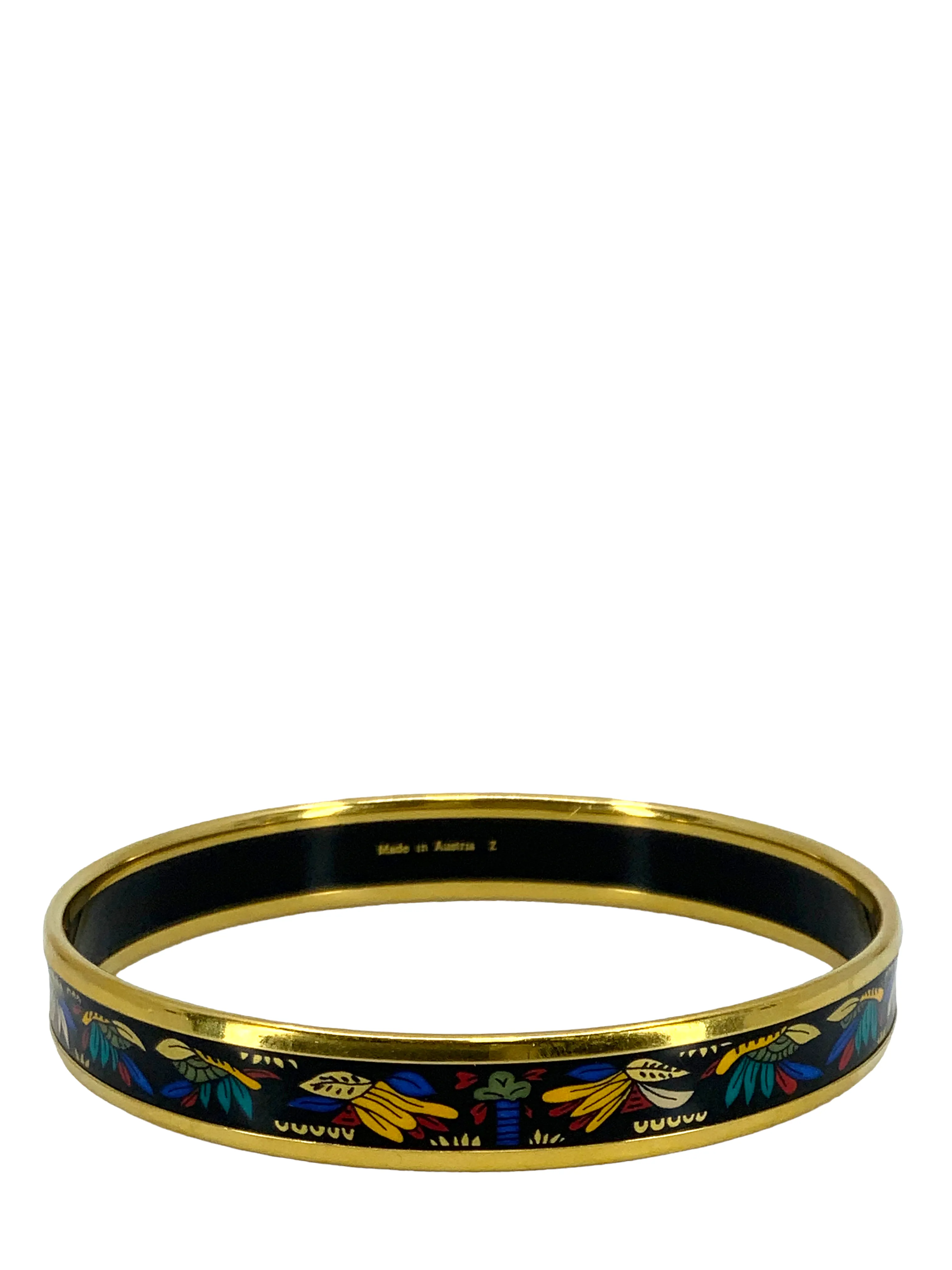 HERMES Botanical Printed Enamel Narrow Bracelet 65