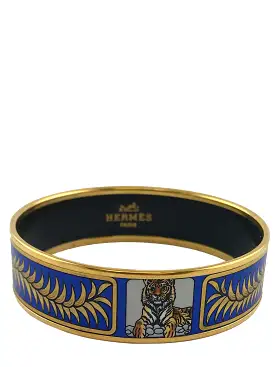 Hermes Printed Enamel Royal Tiger Wide Bracelet 70