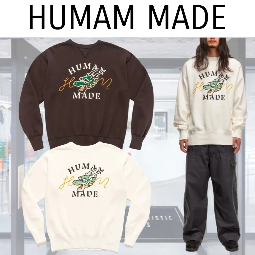 HUMAN MADE  |Crew Neck Heart Unisex Street Style Long Sleeves Plain