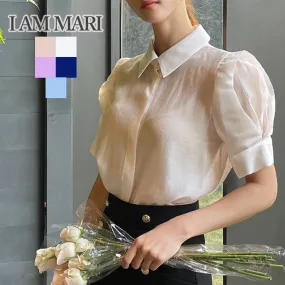 I AM MARI  |Casual Style Plain Short Sleeves Party Style Office Style