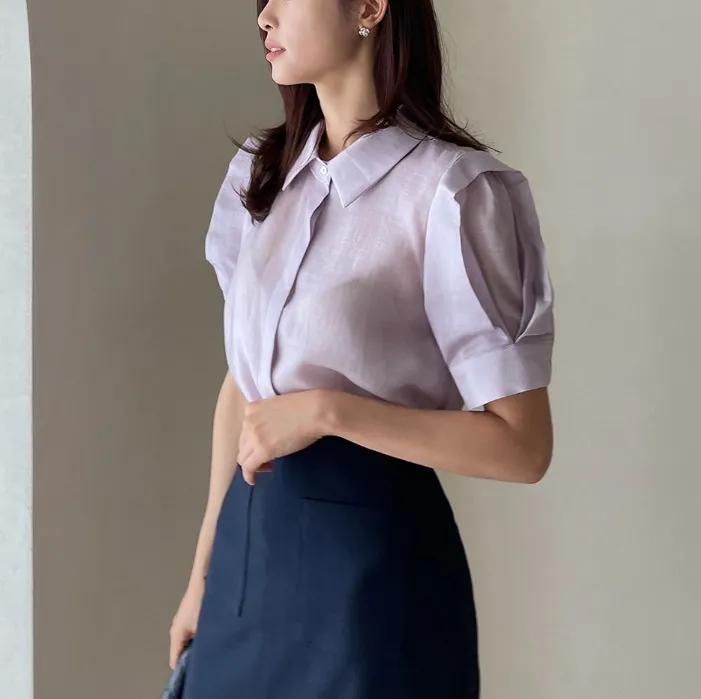 I AM MARI  |Casual Style Plain Short Sleeves Party Style Office Style