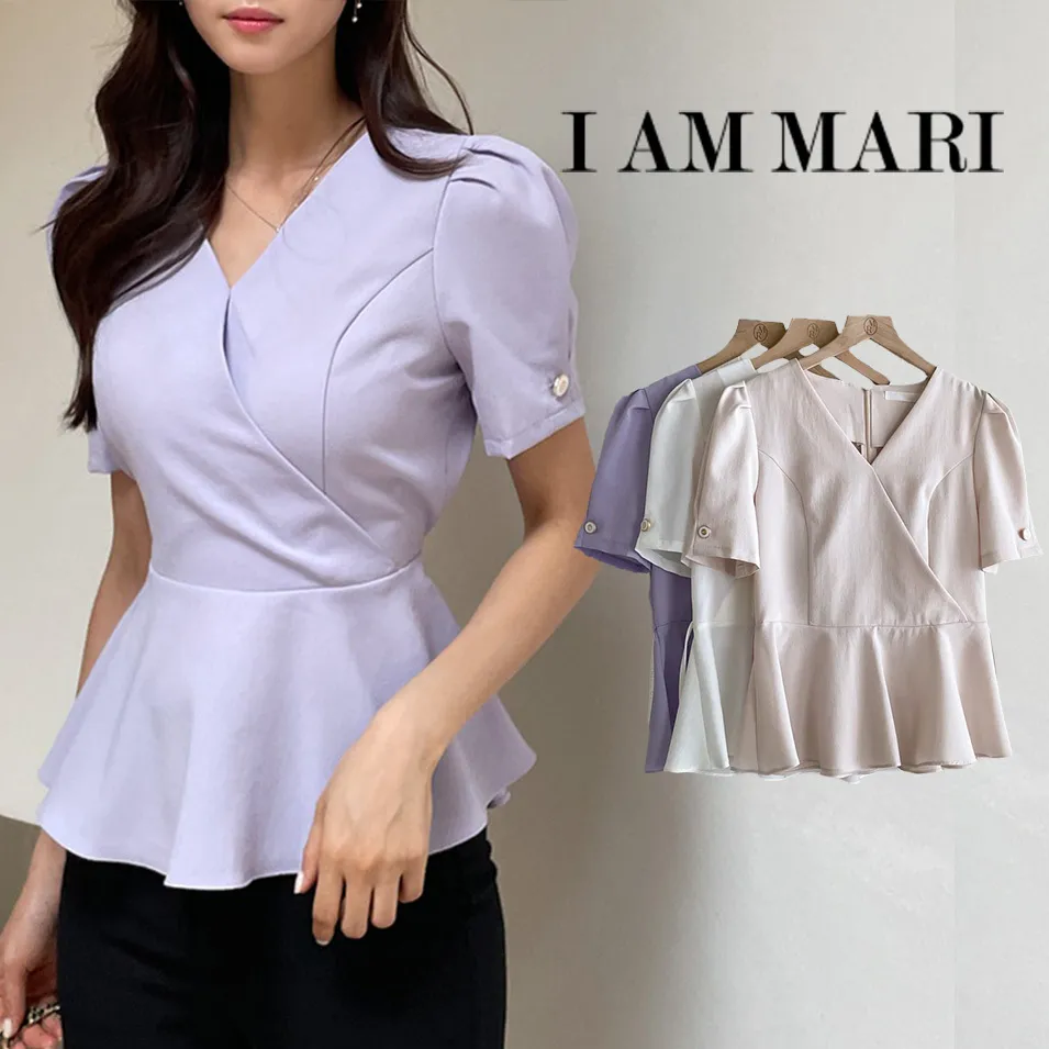 I AM MARI  |Plain Short Sleeves Party Style Office Style Elegant Style