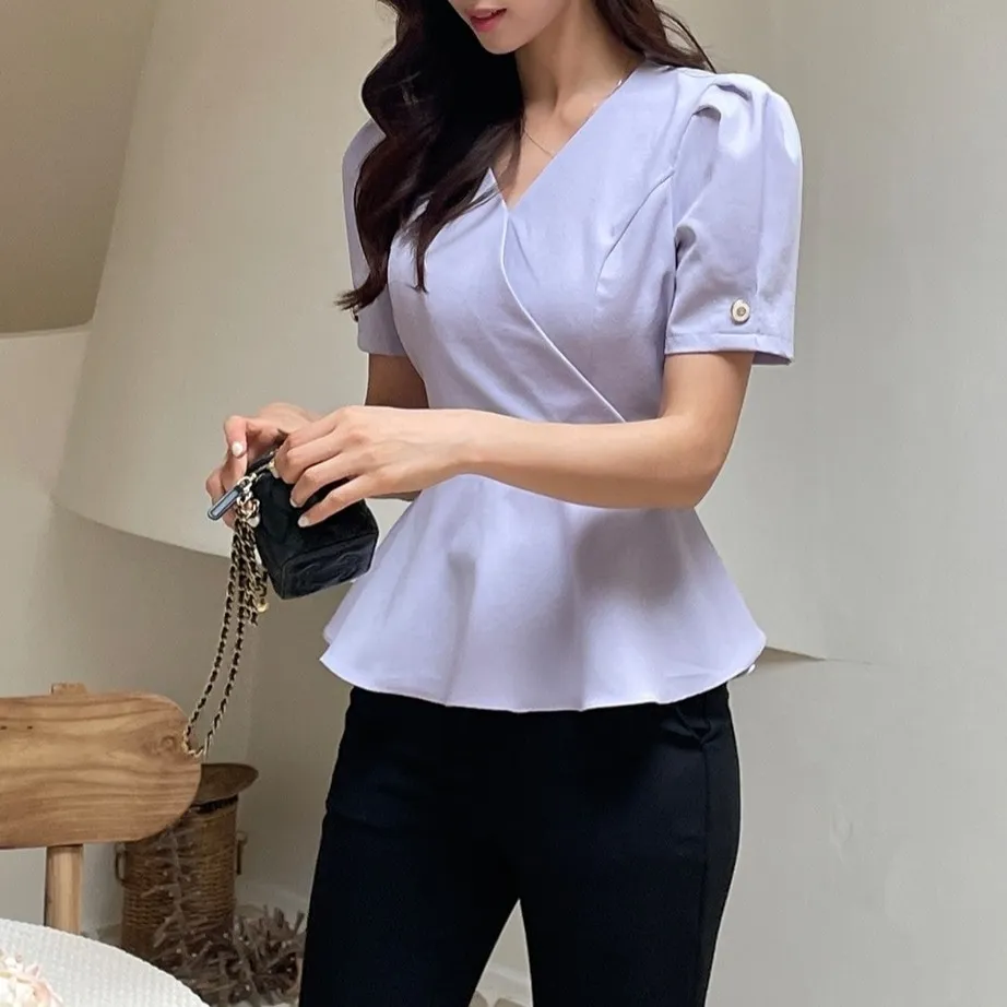 I AM MARI  |Plain Short Sleeves Party Style Office Style Elegant Style