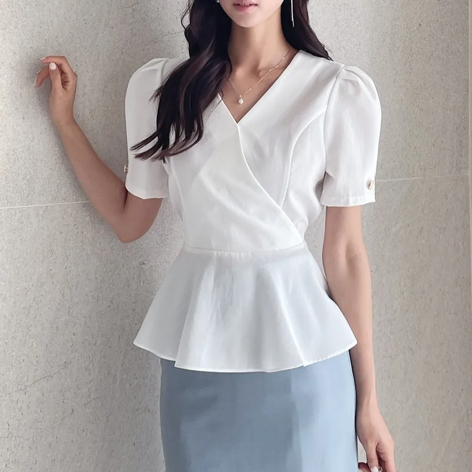 I AM MARI  |Plain Short Sleeves Party Style Office Style Elegant Style