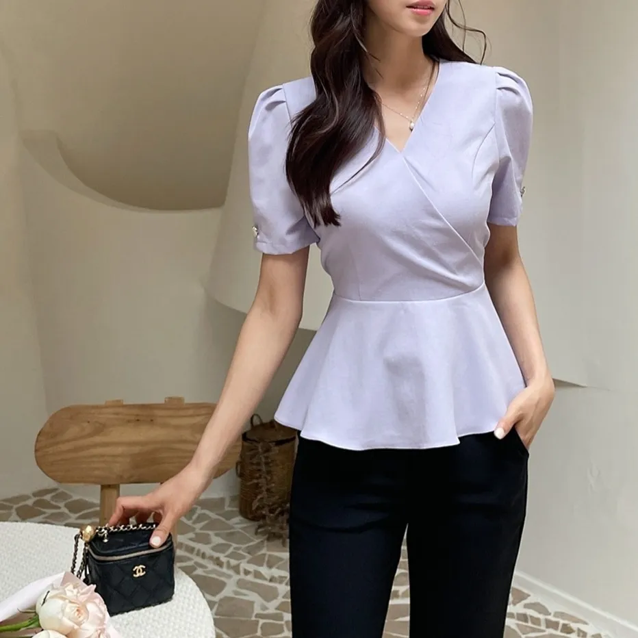 I AM MARI  |Plain Short Sleeves Party Style Office Style Elegant Style