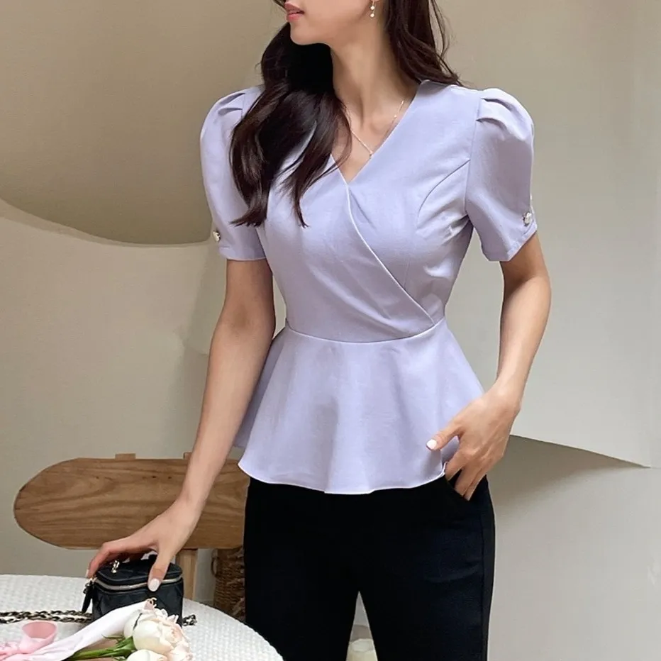 I AM MARI  |Plain Short Sleeves Party Style Office Style Elegant Style