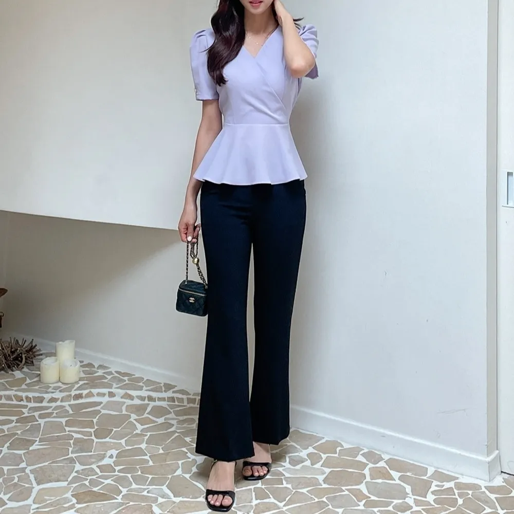 I AM MARI  |Plain Short Sleeves Party Style Office Style Elegant Style