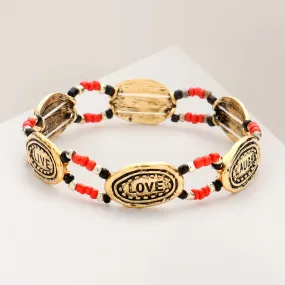 iLLASPARKZ LIVE LAUGH LOVE Message Pendant Accented Beads Stretch Bracelet