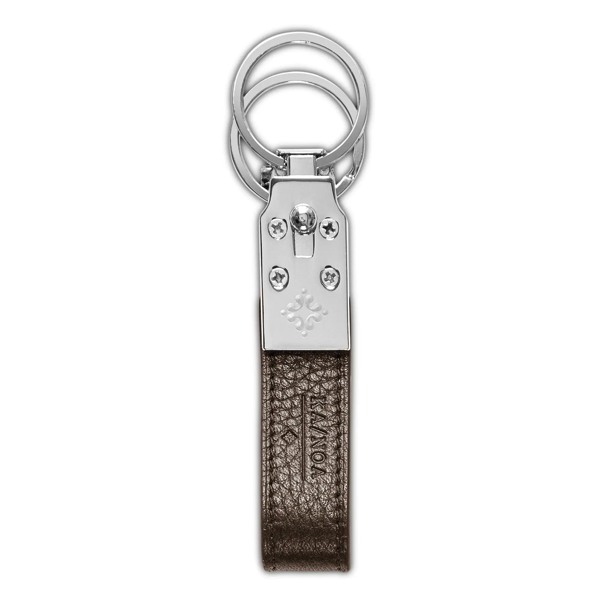 Jacques 100% deerskin leather key-ring (dark brown)