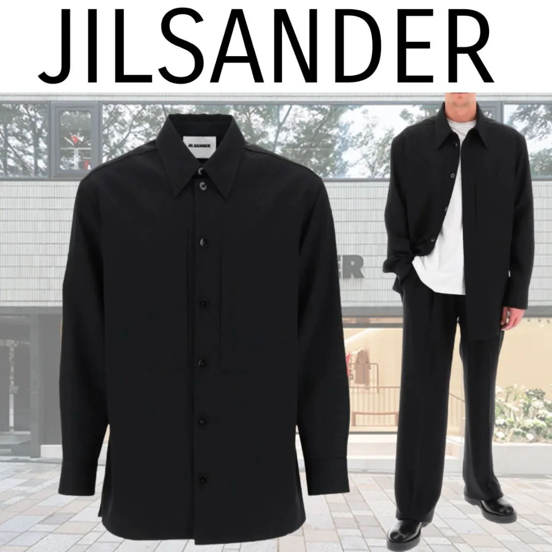 Jil Sander  |Unisex Wool Street Style Long Sleeves Plain Bridal Logo