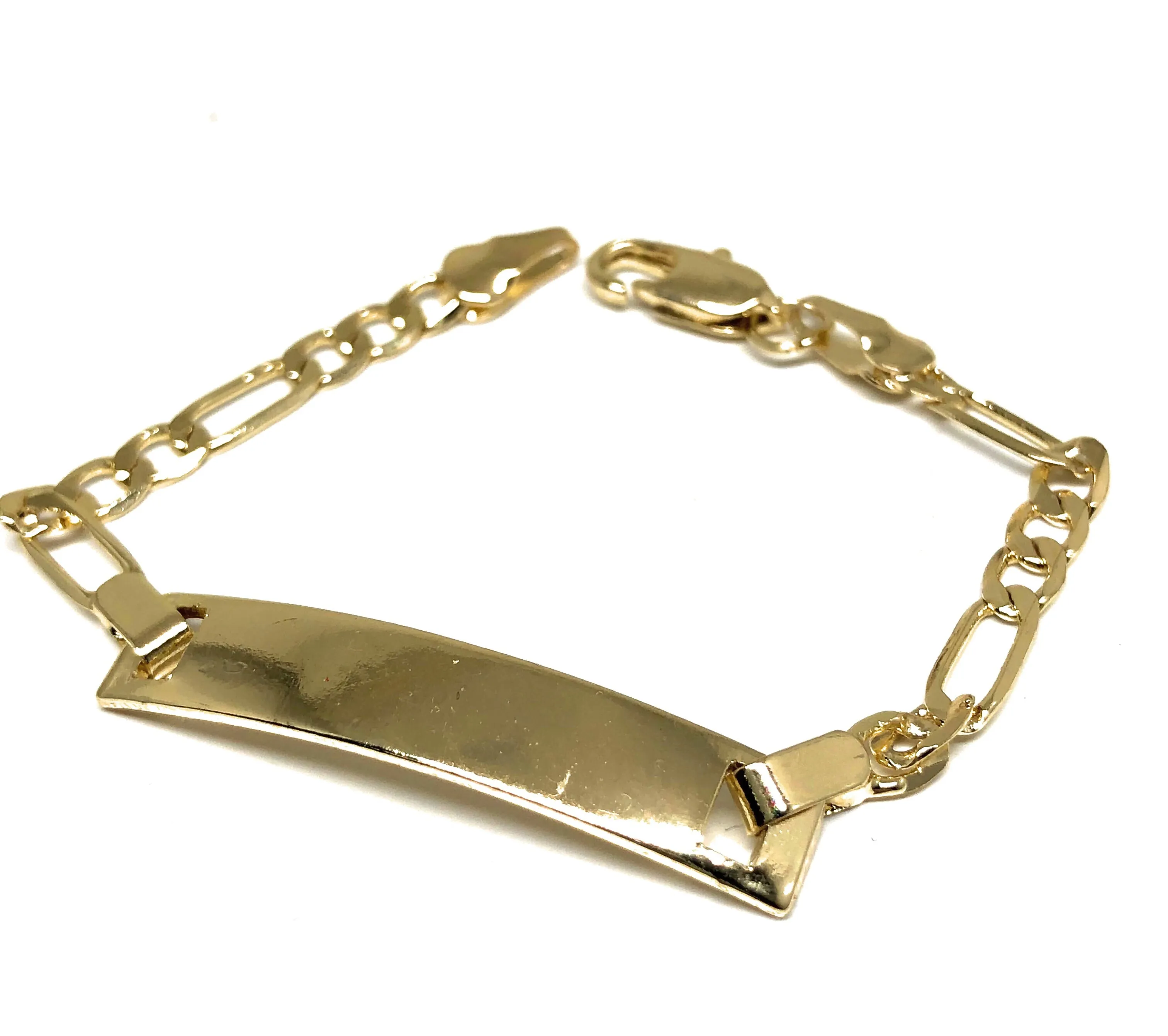 Kids’s Ages 1-6 Gold Plated ID Bracelet 5.5” 3mm Width Esclava