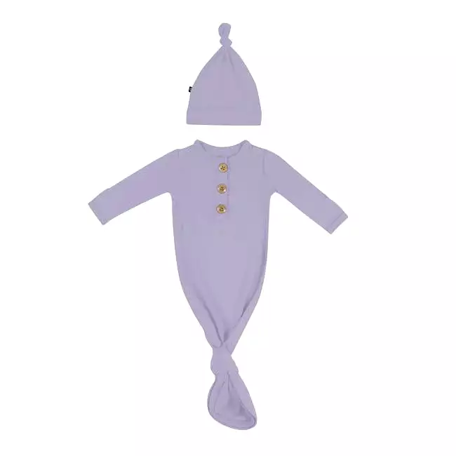 Kyte Baby Knotted Gown with Hat Set in Taro