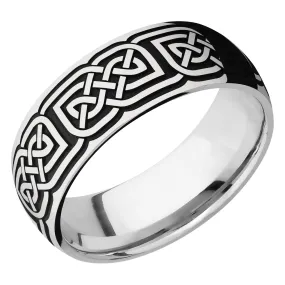 Lashbrook 8MM Cobalt Chrome Wedding Band with a Celtic Design