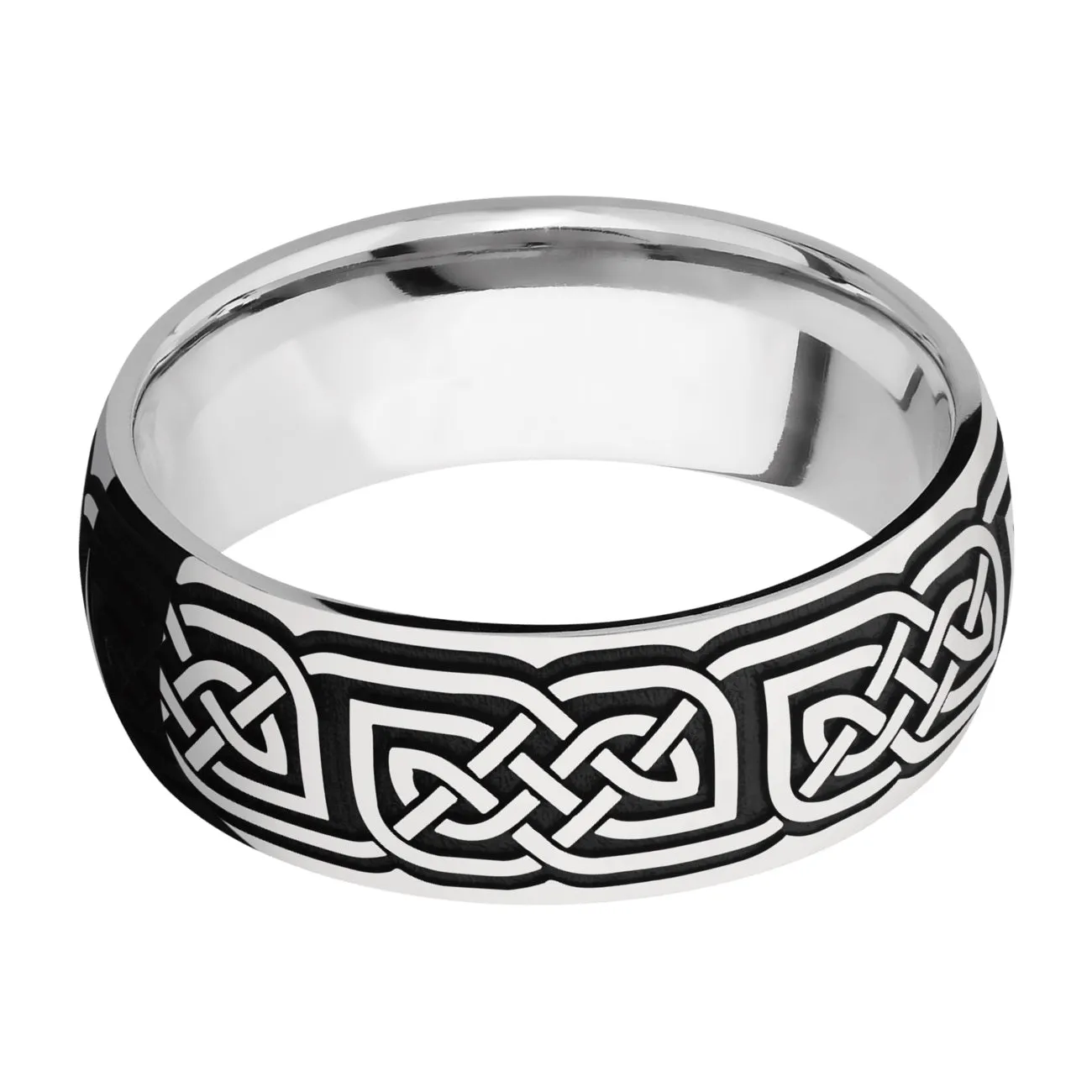 Lashbrook 8MM Cobalt Chrome Wedding Band with a Celtic Design