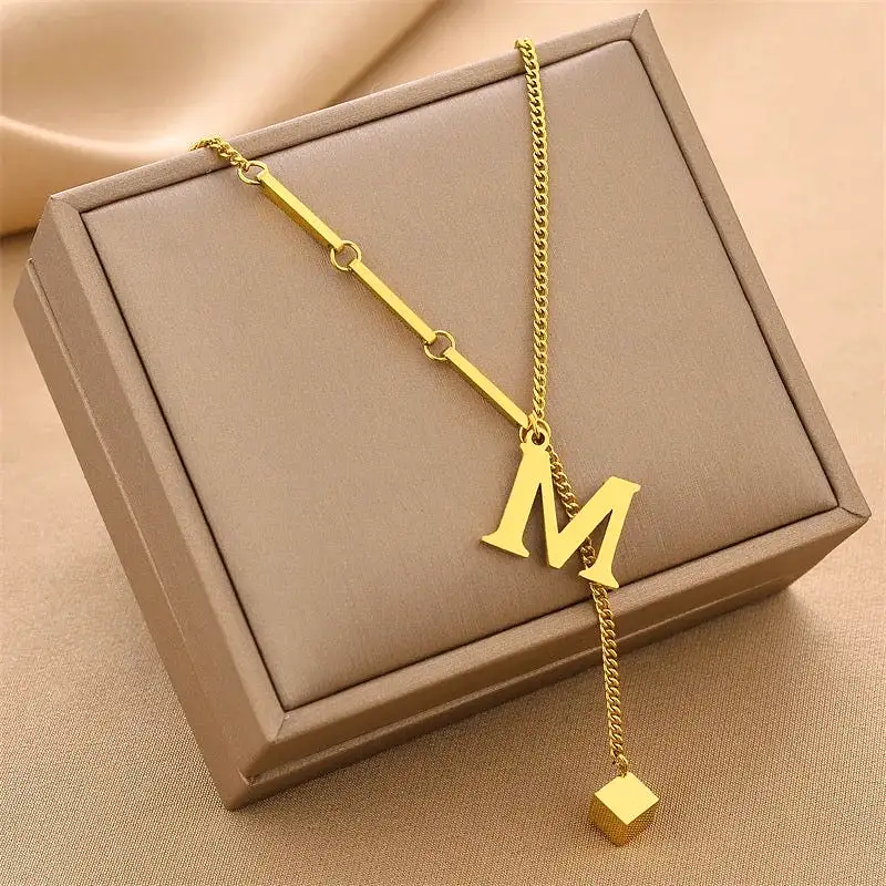 Letter Stainless Steel Pendant Necklace for Women S4588122