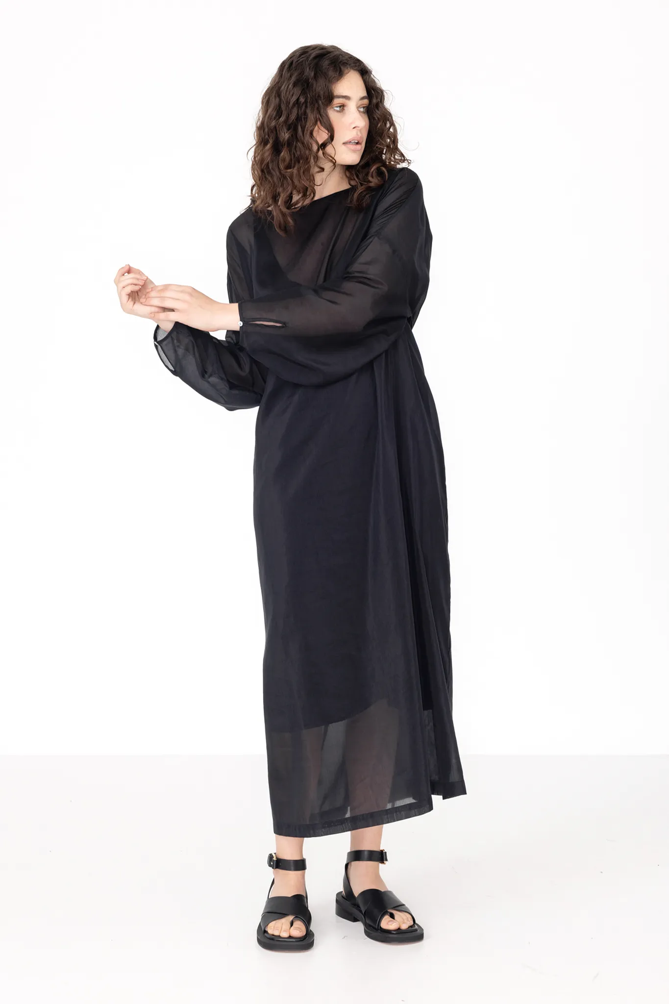 Line Dress | Black | Silk Cotton