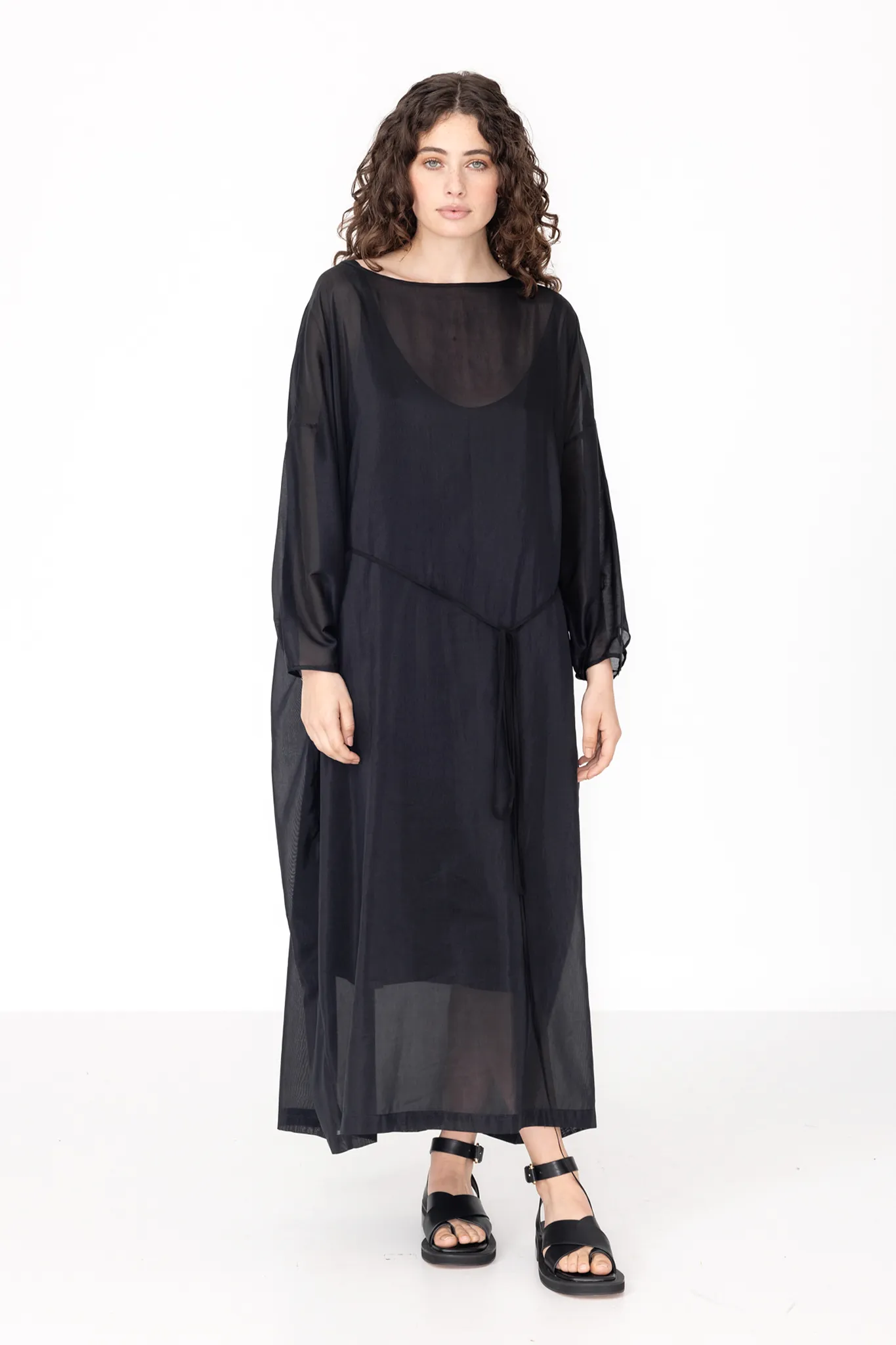 Line Dress | Black | Silk Cotton