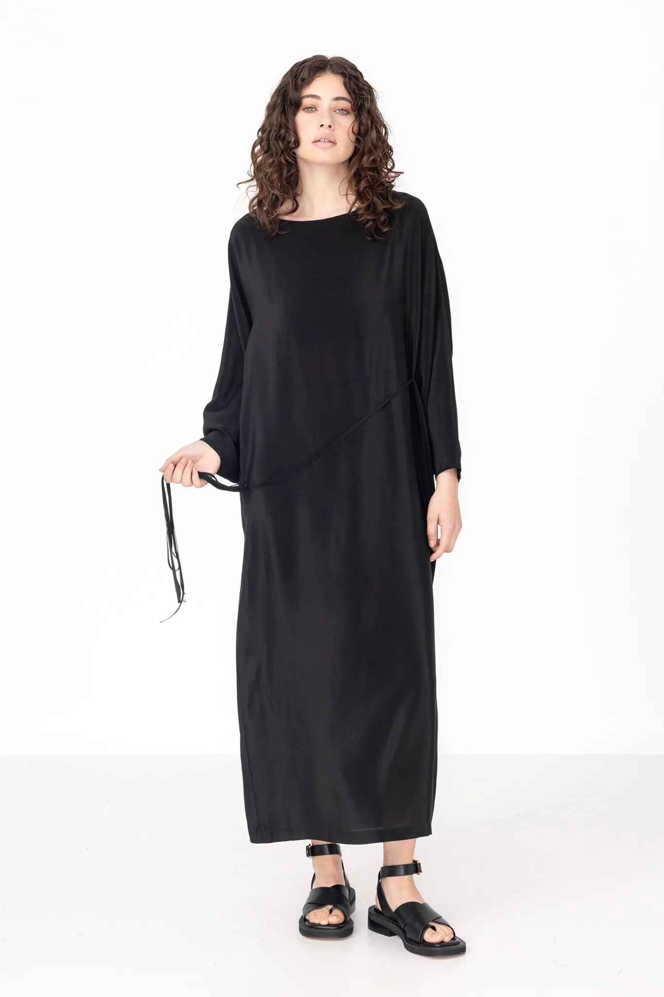 Line Dress | Black | Silk