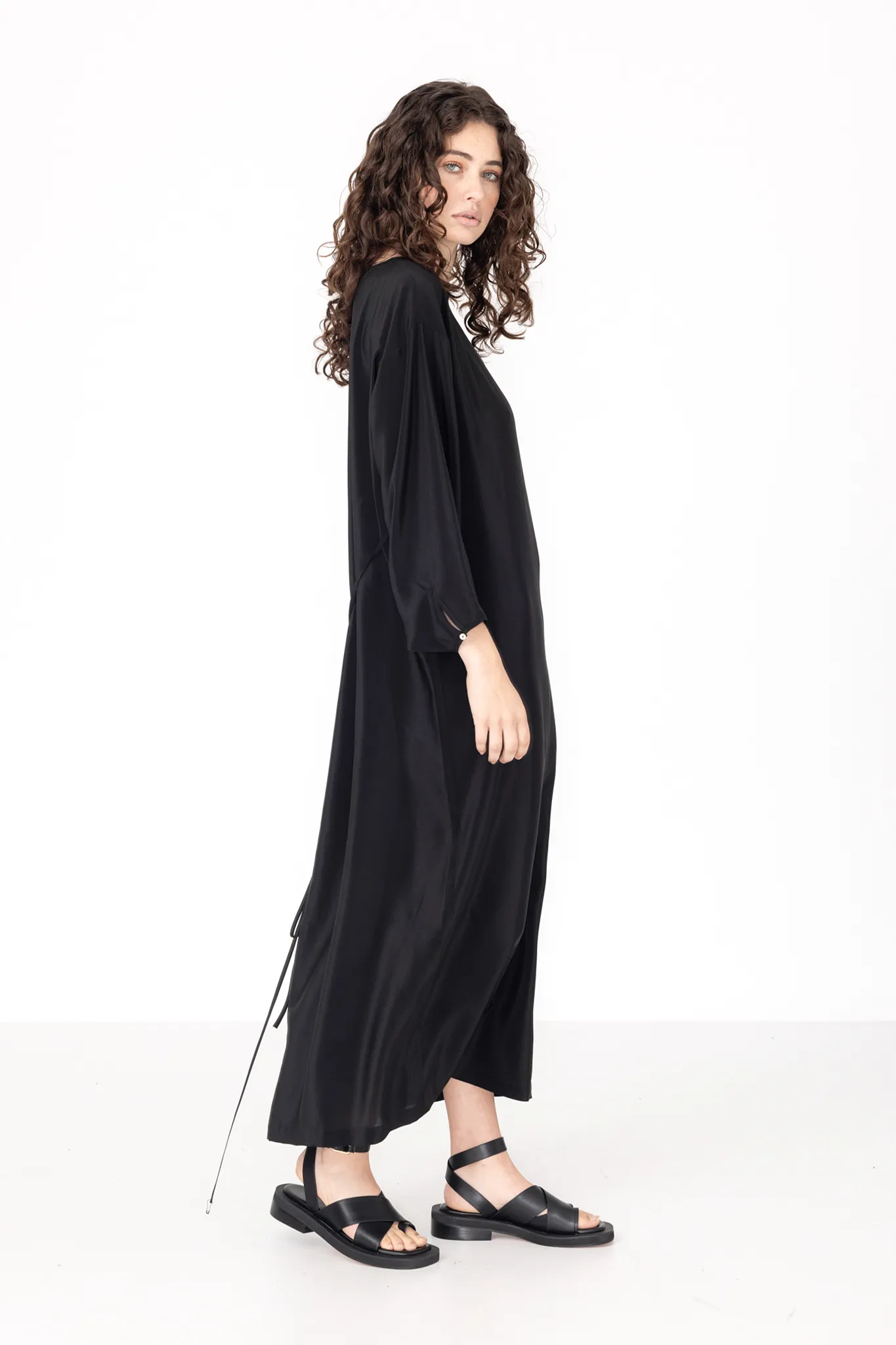 Line Dress | Black | Silk