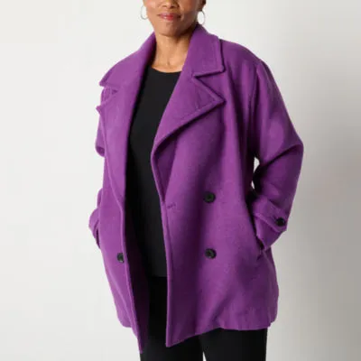 Liz Claiborne Twill Midweight Peacoat