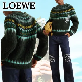 LOEWE  |Crew Neck Casual Style Wool Street Style Long Sleeves