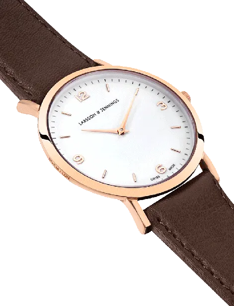 Lugano 38mm, Rose Gold Case, Brown Leather